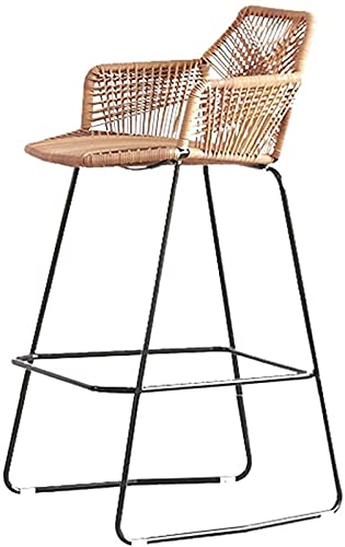 QLAzo Adjustable Barstools Bar Stool Outdoor Patio Rattan Wicker Chair With Footrest | Home Balcony Outdoor Patio Backyard Counter Bar Chairs (Si