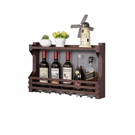 PIBM Stylish Simplicity Wine Shelf European Wrought Iron Wine Rack, Wall Hanging Wine Rack, Creative Restaurant Decoration Wine Cabinet, Red Copp