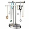N/A Silver Hand Towel Holder, Free Standing Towel Rack, Stainless Steel Necklace Holder Jewelry Organizer Bracelet Display Stand