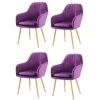 dining chair Set Of 4 Soft Seat And Back Velvet Living Room Chairs Sturdy Metal Legs Kitchen Chairs Reception Chair (Color : Dark green)