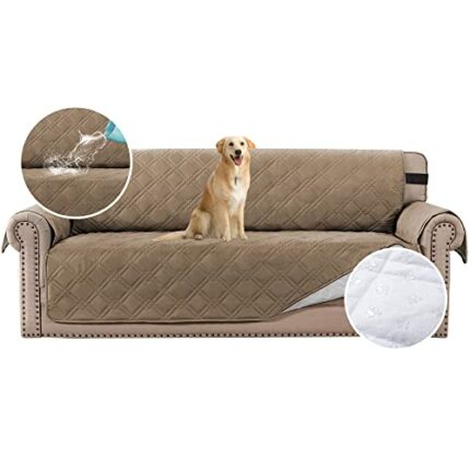 BellaHills 100% Waterproof Sofa Cover Protector Couch Covers for Dogs/Pets | Sofa Slipcover for 3 Cushion Couch with Non Slip Backing and Adjusta