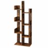 VASAGLE Bookcase, Tree-Shaped Bookshelf with 8 Storage Shelves, Rounded Corners, 19.7 x 9.8 x 55.1 Inches, Rustic Brown ULBC66BXV1