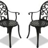 Centurion Supports Prego 2-Large Garden & Patio Bistro Chairs with Armrests in Cast Aluminium Black