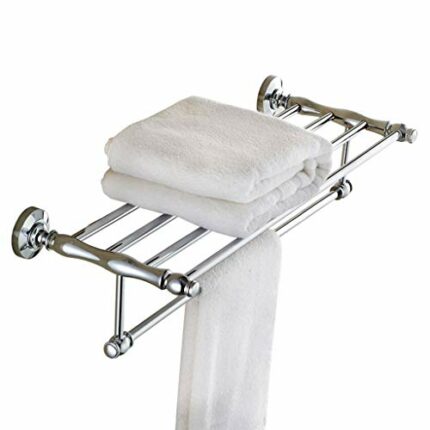 RSOCHS Wall Mounted Polished Chrome Brass Bathroom Large Towel Bar Towel Rail Holder Shelf Bathroom Accessory