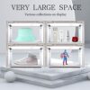 Super God of War 2 Pack LED Shoe Storage Boxes, Shoe Display Case Stackable, Large Shoe Containers with Door, Drop Front Shoes Rack Organizer, Ha
