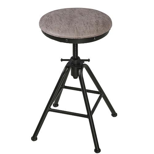 BOKKOLIK Industrial Bar Stools Swivel PU Seat 19.7-25.6inch Height Adjustable Industrial Short Stool Farmhouse Kitchen Island Stool Dining Chair