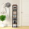 Corner Shoe Rack for Entryway Vertical Shoe Rack for Small Spaces Shoe Shelf Small Tall Wooden Narrow Shoe Rack Shoe Storage Organizer Free Stand