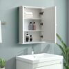 HIGEINE Bathroom Wall Cabinet with Mirror, Mirrored Wall Storage Cabinet，Mirrored Medicine Cabinet,Defogger LED Mirror Bathroom Storage