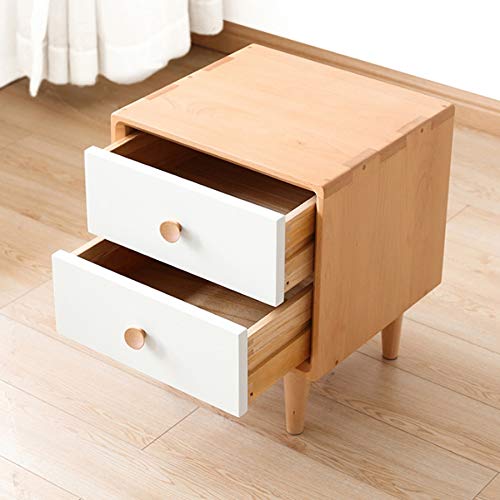 JYDQM Solid Wood Bedside Cabinet Simple Nordic Style Bedroom Cabinet, Double Drawer Design Bedside Cabinet