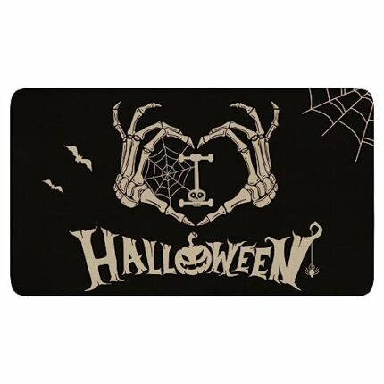 BOOWEATS Halloween Skull Door Mat 30 x 17 Inch, I Love Halloween Decor Entrance Floor Mats, Non Slip Rubber Welcome Doormat