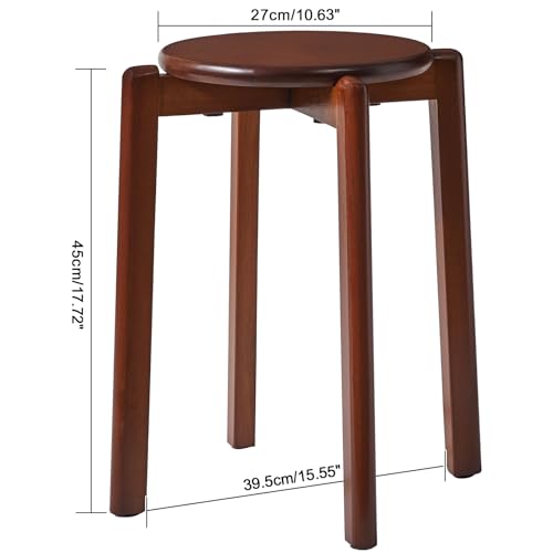 YMYNY 4pcs Solid Wood Round Stool, Shoes change Stool, Dressing Stool, Small stool, Stackable Stools for Living Room, Dining Room, Kitchen, Class