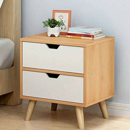 N/A Bedroom Bedside Table Locker Side Cabinet Locker, Drawer Small Room Bedside Table Solid Wood Feet