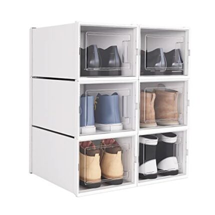 East Loft Extra Large Clear Plastic Shoe Box Storage Organizer - Stackable, Breathable, Front Opening door, Multiple Configurations, Holds up to