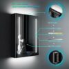 Tokvon® Rivulet BLACK bathroom mirror cabinet Wall Mount Aluminum Double-sided LED mirror door & shaver socket 3 adjustable color temperature & d