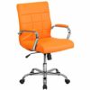 Flash Furniture Mid-Back Vinyl Executive Swivel Office Chair with Chrome Base and Arms, Orange, Set of 1