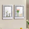 Aeveco Silver Wall Mirror with Shelf, Dimention11x15 inch, Crystal Crush Diamond Mirror Decor for Vanity or Living Room, Sparkling Home Decor