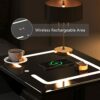 soges Nightstands with Wireless Charging Station and LED Lights, End Side Table with 2 Drawers, Bedside Storage Cabinet for Bedroom, Black