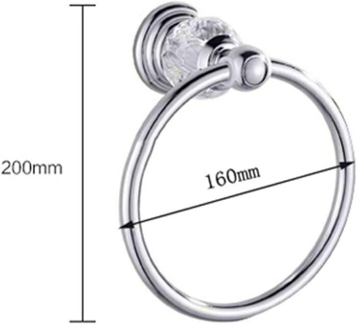 RAKUTE Luxury Crystal Towel Holder, Chrome Towel Ring, Round Wall Mounted Towel Rack Bar Holder, Classic Bathroom Accessories Bathroom Ring