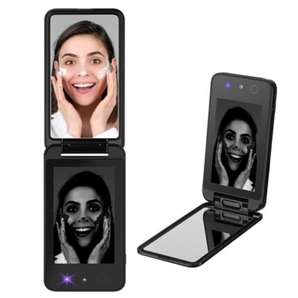 Vanexiss UV Mirror,Compact Mirror with UV Camera for Sunscreen Test,Rechargeable Folding Mirror for Sunscreen Test, Handbag Pocket Makeup Mirror