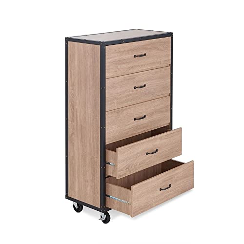 FGHOEV Chest In Weathered Light Oak Chest Of Drawers Suitable For Bedroom Living Room