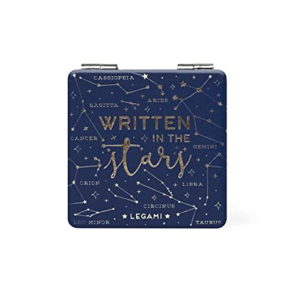 Legami - Mirror with Magnifying Mirror, without Distortion, Ideal for Handbag and Travel, 6 x 6 cm, Stars Theme