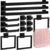 Gisafai 15 Pcs Bathroom Hardware Accessories Set, 23.6 Inch Bath Towel Bar Kit, Stainless Steel Bathroom Hardware Set, Towel Racks for Bathroom W
