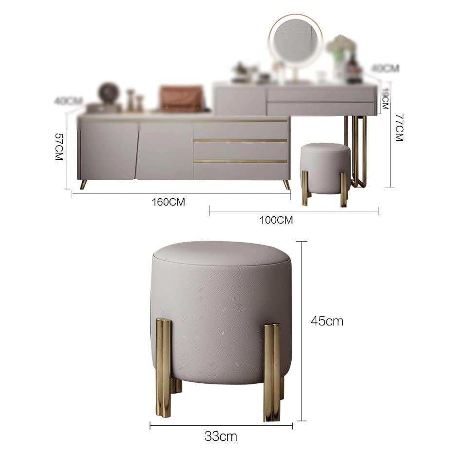 KJHD Wooden Dressing Table Bedroom Vanity Table Makeup Cabinet LED Smart Storage Side Cabinet