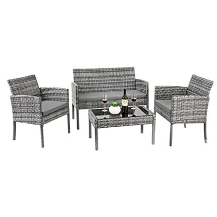 WODMB 4 Piece Outdoor Garden Lounge Set with Cushion Garden Sofa Set Garden Furniture Sets for Patio Terrace (Color : A, Size : One size)