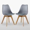 Life Interiors Lorenzo Retro Dining Chair 2-Piece Set, Grey
