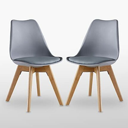 Life Interiors Lorenzo Retro Dining Chair 2-Piece Set, Grey