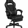 Flash Furniture X40 Gaming Racing Ergonomic Computer Chair with Fully Reclining Back/Arms, Slide-Out Footrest, Massaging Lumbar, Faux Leather, Bl