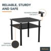 mahara Black Side Table/End Table with Shelf -Tempered Safety Glass Coffee Table - Small Table W60cm x D60cm x H55cm - Small Side Table Living Ro