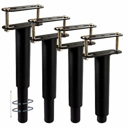 Btowin VCF 5-9.6 Inch Adjustable Metal Bed Frame Support Legs, 4Pcs T-Shaped Heavy Duty Adjustable Height Center Support Leg for Steel Bed Frame,