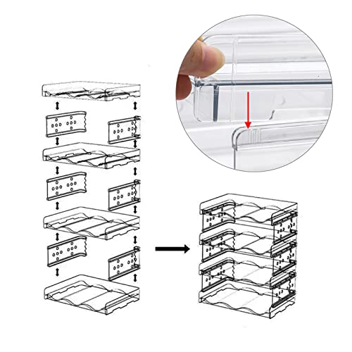 acDesign Stackable Water Bottle Organizer for Cabinet, Pantry, Freezer Clear Bottle Organizer for Cabinet 4Pack, Hold 12 Bottles