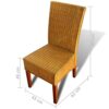vidaXL 6x Dining Chairs Decorative Comfortable Attractive Solid Durable Kitchen Dinner Room Office Seating Seat Furniture Brown Natural Rattan