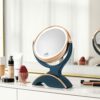 Snowflakes Lighted Mirror with Magnification- 1x/10x Double Sided 360 Degree Vanity Magnification Mirror Light Dual Power.(Blue)