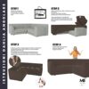 Italian Bed Linen Dahlia Corner Sofa Cover, 92% polyester + 8% elastometer, Brown