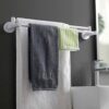 HIGOH Towel Racks, Towel Rail for Bathroom,Double Rod Hand Towel Holder Bathroom Bathroom Suction Cup Rack,Bath Towel Rod,Nordic Minimalist Creat
