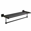 Towel Rack Wall Mounted Stainless Steel Double Layer Towel Shelf Bathroom Towel Rail Black Painted Surface Rustproof Towel Hanger Drilling Instal