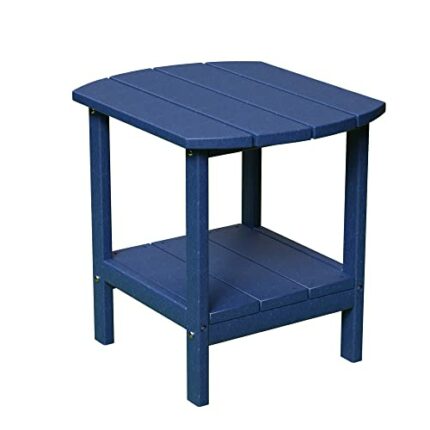 TORVA Outdoor Side Table, Adirondack Side Table, 2-Tier Garden End Table Weather Resistant, High-density PE Patio Coffee Table, Navy Blue Color