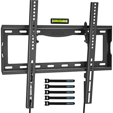 BONTEC TV Wall Mount Bracket for Most 26-65 inch LCD/ LED/ OLED Flat Curved TVs, Tilt Slim TV Wall Bracket up to 55kg, Max VESA 400 x 400mm, Bubb