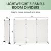 White Room Divider Wall Dividers for Rooms 3 Panel Folding Privacy Screens Indoor Partitions and Deviders Freestanding Portable Changing Separtio