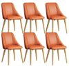 Kitchen Dining Room Furniture Chairs Dining Chairs Set Of 6 Modern Water Proof PU Leather Kitchen Living Room Chairs with Metal Legs and Backrest