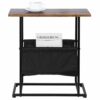 Ejoyous Retro Small Side Table, H Shaped Narrow End Table with Canvas Bag Industrial Slim Sofa Side Table Snack Table with Magazine Holder, for S