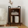 Yusong Record Player Stand, Vinyl Record Storage Display Table Holds Up to100 Albums,Turntable Stand with Metal Frame, Side End Table, Nightstand