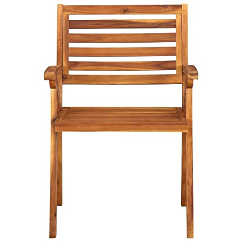 vidaXL 6x Solid Acacia Wood Garden Chairs Outdoor Seating Furniture Wooden Patio Side Seat Picnic Backyard Portable Dinner Armchair Brown