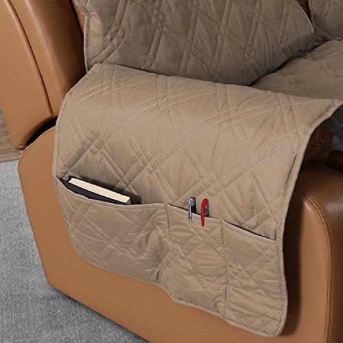 Recliner Chair Cover, Armchair Recliner Cover with Storage,Loveseat Recliner Slipcover for Leather Sofa,Washable Recliner Sofa Protector with Ela