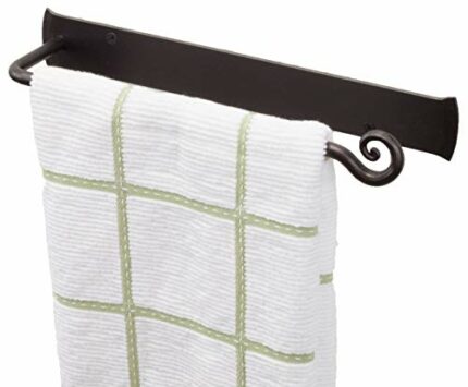 RTZEN Small Fancy Wrought Iron Hand Towel Holder | Decorative Swirl Towel Bar Rack for Kitchen, Bathroom, Multi-Purpose | Elegant Wall Mount Dish