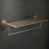 HIGOH Towel Racks,Bathroom Towel Rack Wall Mounted Towel Holder,Brushed Bathroom Hardware,All Copper Bath Towel Rack,Bathroom European Style Carv