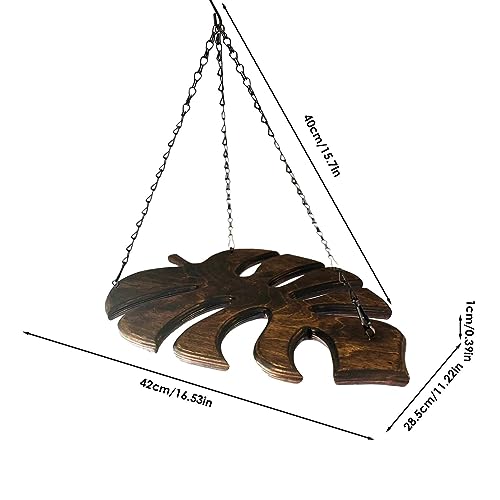 Wall Mounted Wine Glass Holder, Adjustable Wine Glass Shelf Under The Cabinet, Hanging Wine Glass Storage Rack For Shelf, Monstera Leafy Wooden G